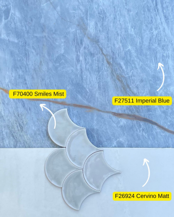 Polished blue marble look 60x120 cm | Exciting design | Sample shipping