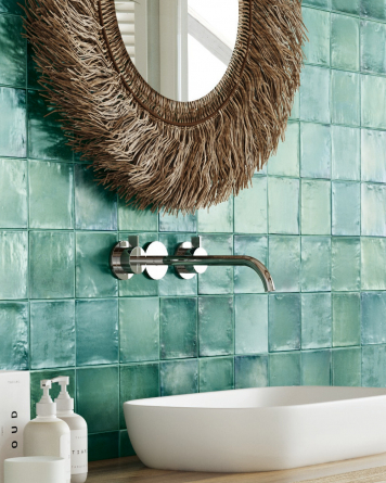 Small wall tiles bathroom | kitchen tiles square | Sintra Emerald Green 12.4x12.4 cm