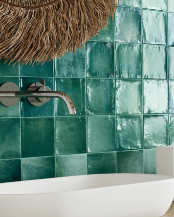 Small wall tiles bathroom | kitchen tiles square | Sintra Emerald Green 12.4x12.4 cm