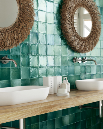 Small wall tiles bathroom | kitchen tiles square | Sintra Emerald Green 12.4x12.4 cm